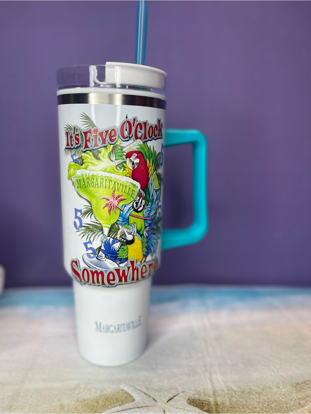 Margaritaville “It’s Five O’Clock Somewhere” Tumbler 40oz Stainless Steel - Picture 7 of 7